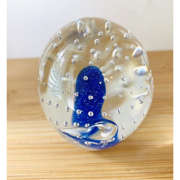 Blown Glass Pig Paperweight Center Blue Murano Style - Picture 7 of 7
